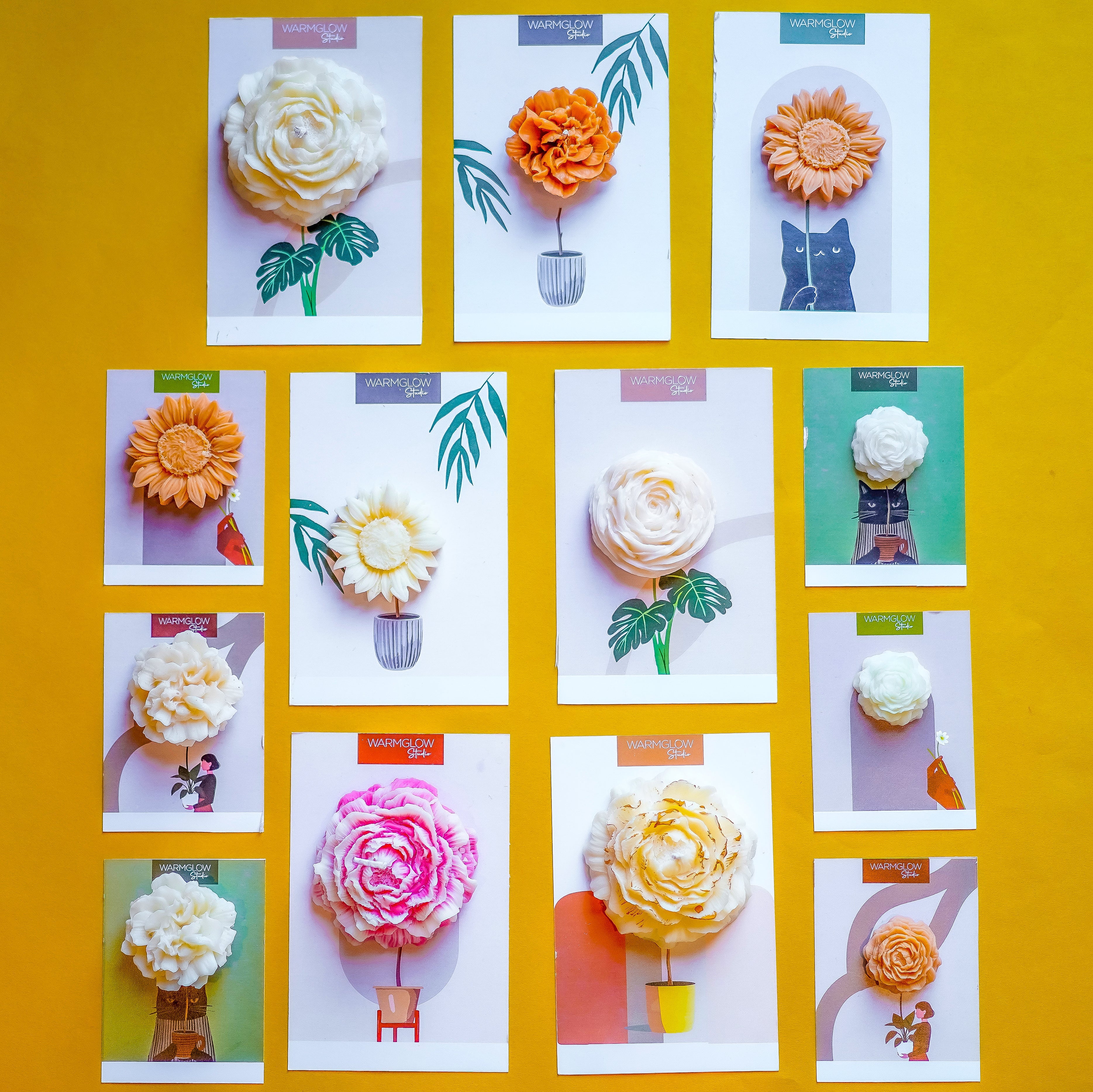 Flower Card – Handpoured Flower Candle on Art Card