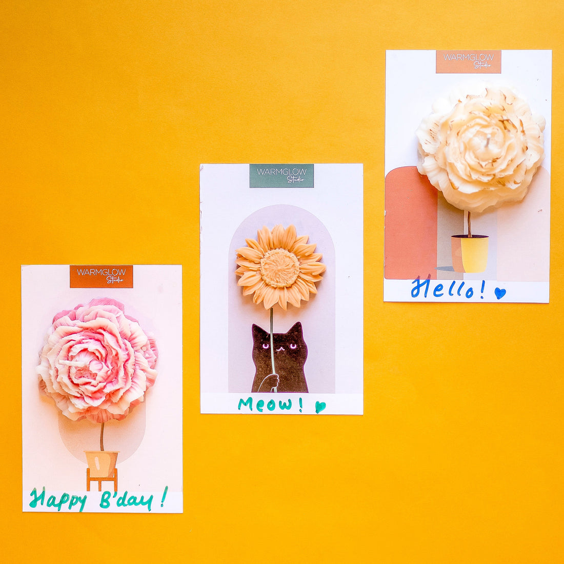 Flower Card – Handpoured Flower Candle on Art Card
